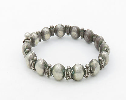 925 Sterling Silver  Vintage Antique Hollow Oval Hinge Chain Bracelet  BT6352