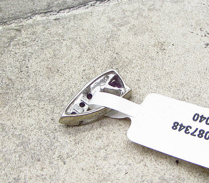 925 Sterling Silver  Faceted Amethyst Art Deco Slider Pendant  PT1494