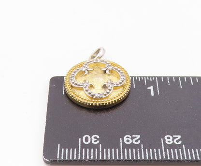 925 Sterling Silver  Vintage Genuine Diamonds Flower Motif Pendant  PT15009