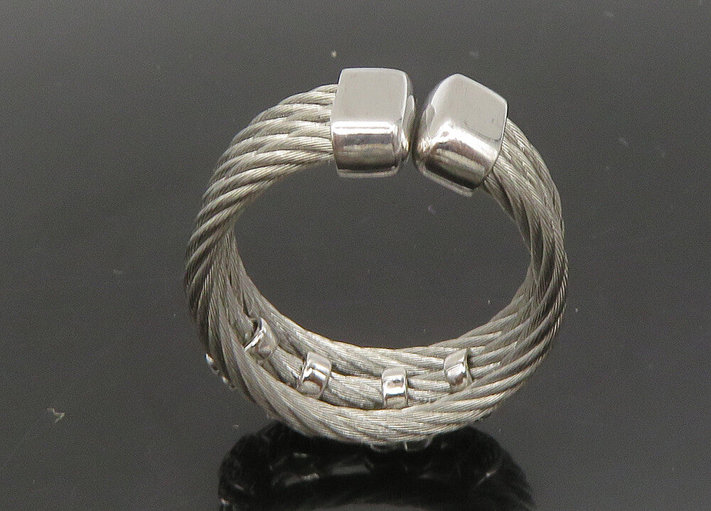 925 Silver  Vintage Genuine Diamonds Star Floral Twist Band Ring Sz 7  RG21853