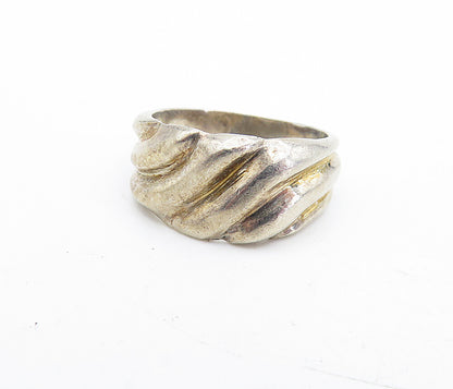 925 Sterling Silver  Vintage Shiny Fluted Detail Petite Band Ring Sz 6  RG5354
