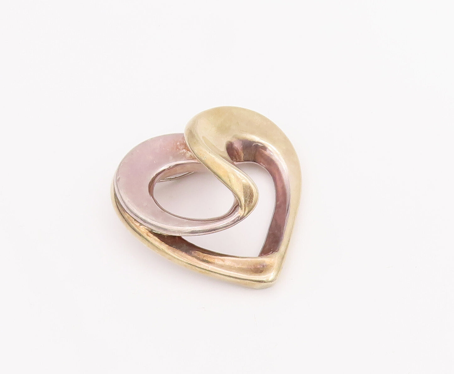 925 Sterling Silver Vintage Brooch Pin Designer Solid Swirled Heart  BP11028