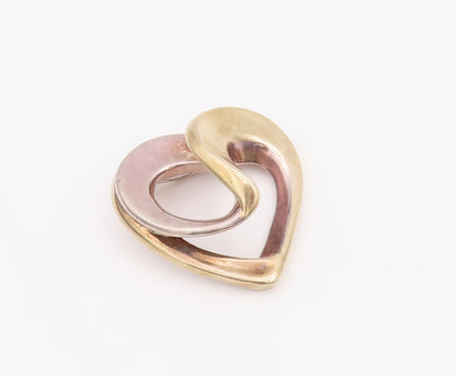 925 Sterling Silver Vintage Brooch Pin Designer Solid Swirled Heart  BP11028