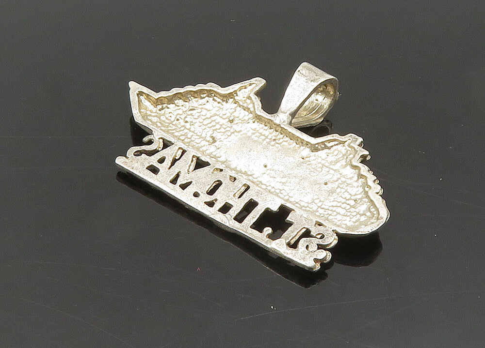 925 Sterling Silver  Vintage Shiny St. Thomas Cruise Souvenir Pendant  PT16325