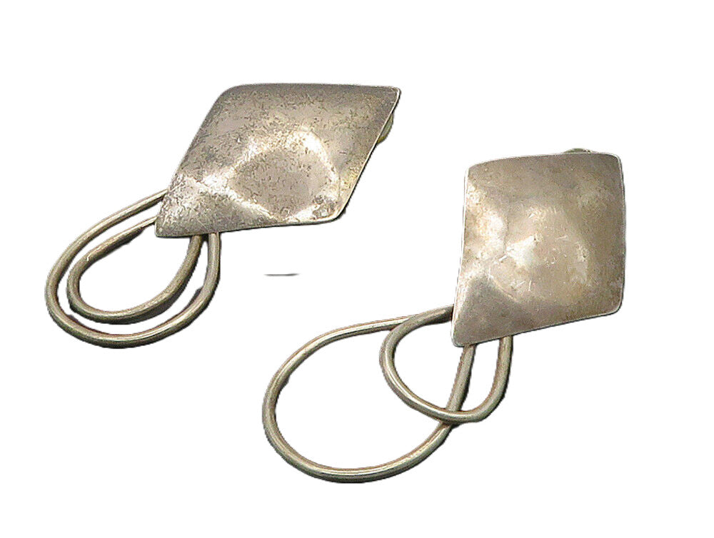 LOUIS BOOTH 925 Silver  Vintage Diamond Shape Linked Dangle Earrings  EG8064