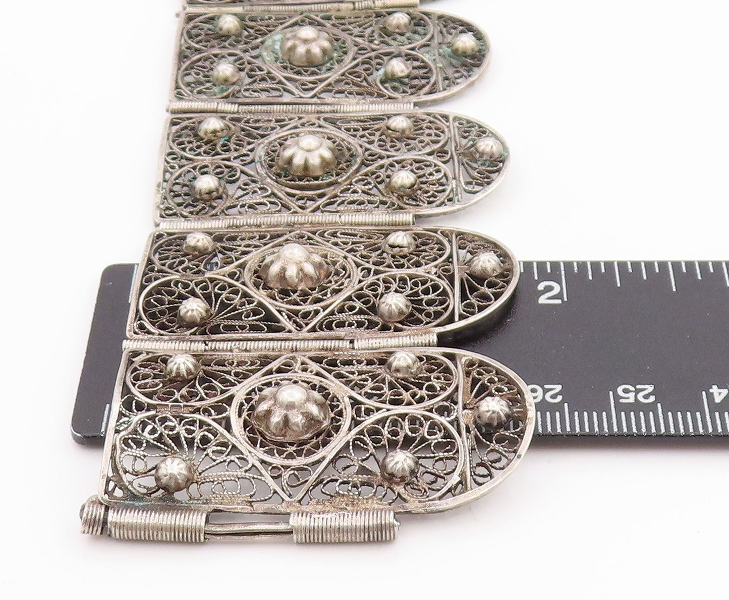 925 Sterling Silver Vintage Bracelet Antique Floral Filigree Work  BT11331
