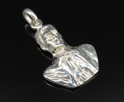 925 Silver  Vintage Carved Polished John F Kennedy Head Pendant  PT20910