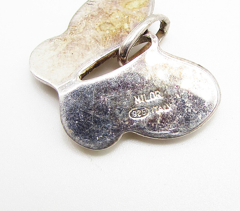 925 Sterling Silver  Vintage Rustic Butterfly Drop Pendant  PT2353
