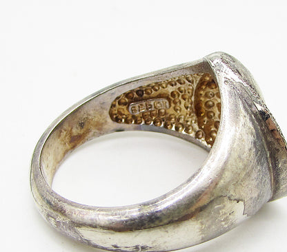 925 Sterling Silver  Vintage Dark Tone Love Heart Band Ring Sz 8  RG3303