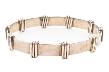 MEXICO 925 Sterling Silver  Vintage Dark Tone Wrapped Bangle Bracelet  BT2922