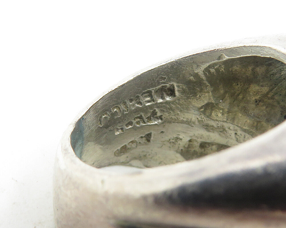 MEXICO 925 Sterling Silver  Vintage Fluted Square Dome Band Ring Sz 5  RG12061