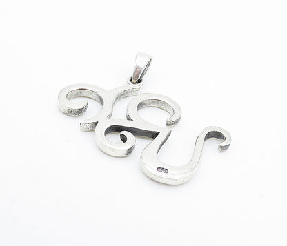 925 Sterling Silver  Shiny Swirl Om Spiritual Symbol Drop Pendant  PT5950