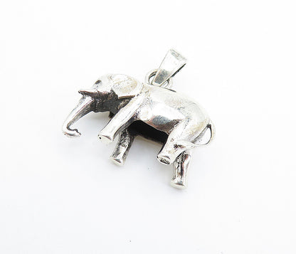 925 Sterling Silver  Vintage Shiny Hollow Elephant Motif Drop Pendant  PT5753
