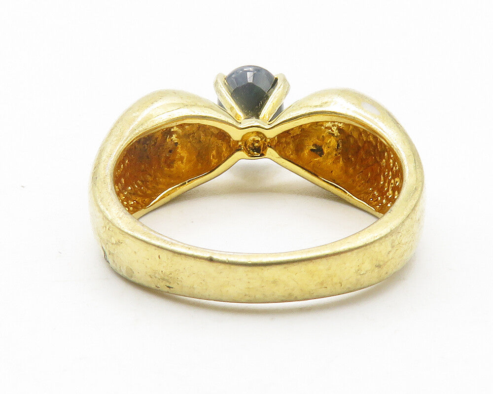 925 Sterling Silver  Black Hematite Gold Plated Solitaire Ring Sz 7  RG11710