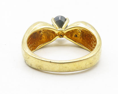 925 Sterling Silver  Black Hematite Gold Plated Solitaire Ring Sz 7  RG11710
