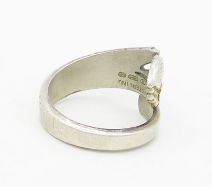 ROBINSON & CO. 925 Silver  Vintage Two Tone Floral Bypass Ring Sz 7  RG17027