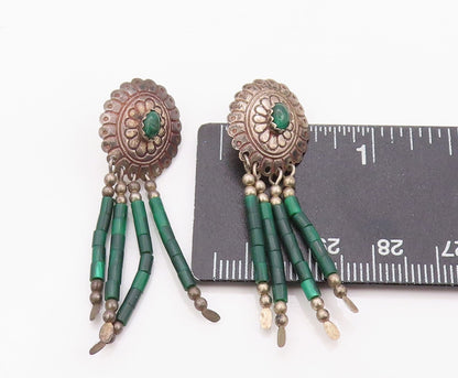 925 Sterling Silver Vintage Earrings SOUTHWESTERN Oval Turquoise Dangles EG13486