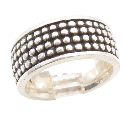 925 Sterling Silver Vintage Ring Chunky Multi Row Beaded Wide Band Sz 7 RG34654