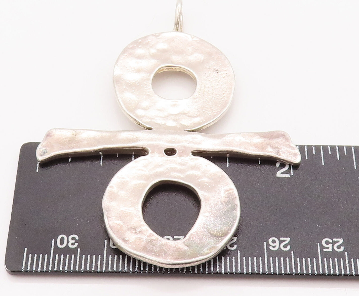 925 Sterling Silver Vintage Pendant RLM STUDIO Carved 2 Rings & Stick  PT23010