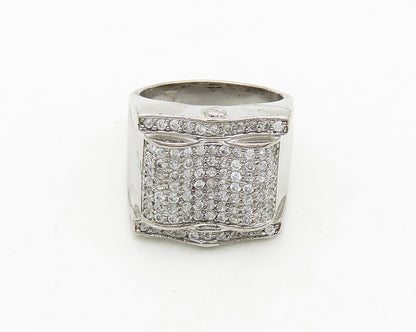 925 Sterling Silver  Vintage Cubic Zirconia Encrusted Band Ring Sz 10  RG19698