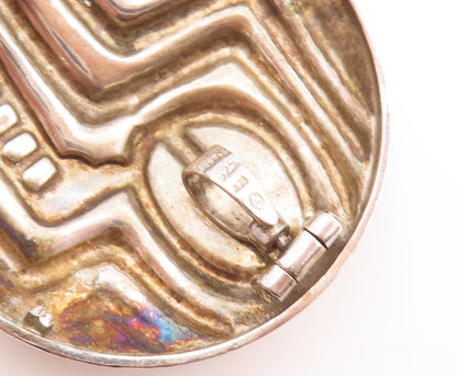 925 Sterling Silver Vintage Pendant Circular Domed Greek Design Carved  PT23028