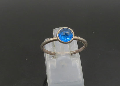 PANDORA 925 Silver  Vintage Faceted Blue Stone Thin Band Ring Sz 7 RG23595