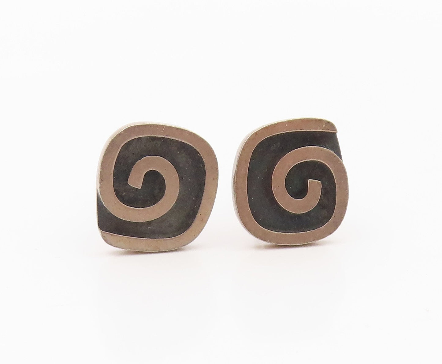 FI 925 Sterling Silver  Vintage Oxidized Spiral Design Cufflinks  TR3170
