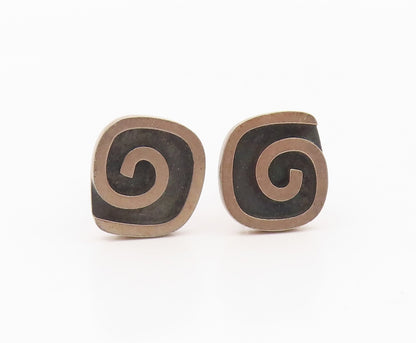 FI 925 Sterling Silver  Vintage Oxidized Spiral Design Cufflinks  TR3170