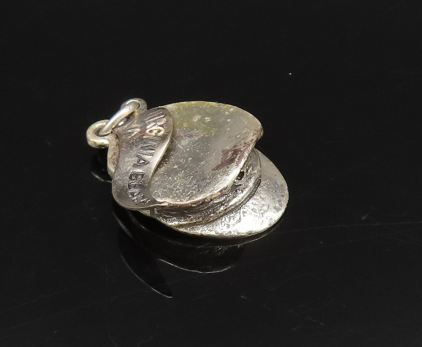 925 Sterling Silver  Vintage Virginia Beach Boat Captain Hat Pendant  PT21637