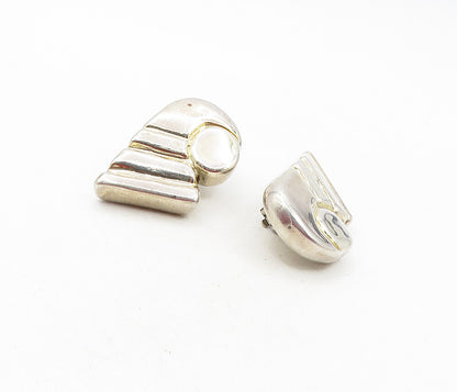 ELECTROFORMED 925 Silver Vintage Modernist Hollow Non Pierce Earrings EG4683