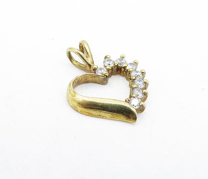 925 Sterling Silver Vintage Topaz Gold Plated Open Love Heart Pendant PT4848