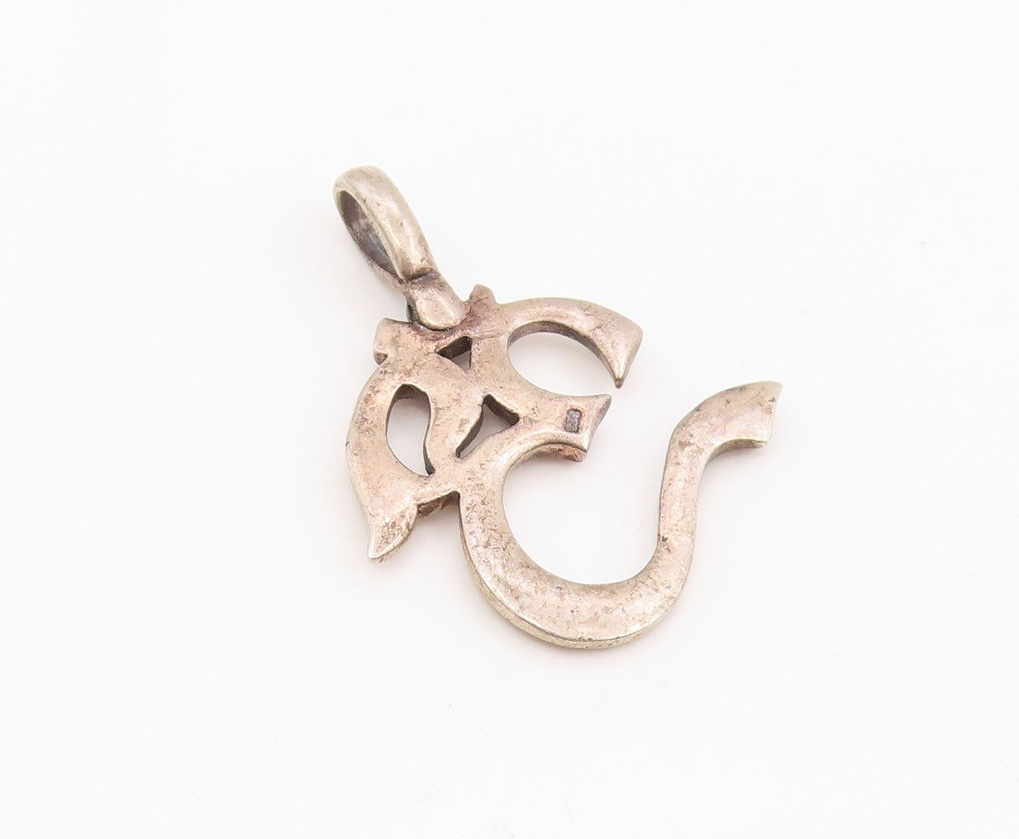 925 Sterling Silver Vintage Pendant Sacred Om Symbol Cutout Religious  PT25655