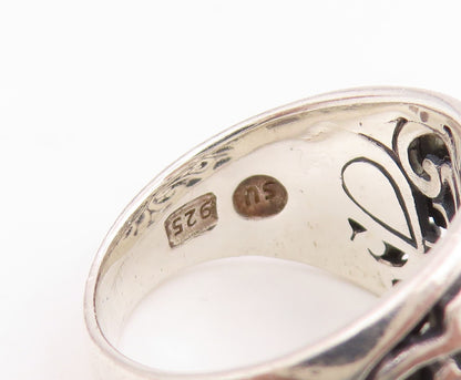 925 Sterling Silver Vintage Ring Intricate Open Scrollwork Dome  Sz 7  RG34965