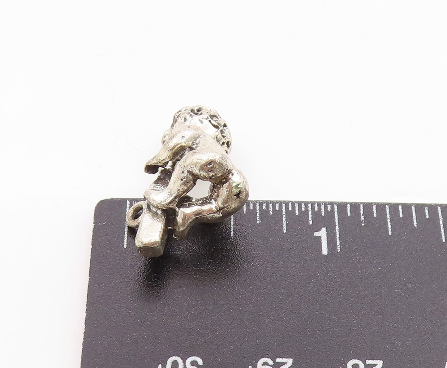 925 Sterling Silver Vintage Pendant 3D Carved Child Drinking Milk Charm  PT24667