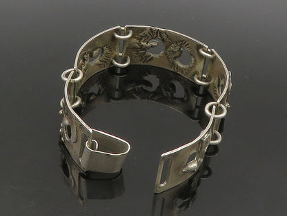 POLAND 925 Sterling Silver  Vintage Sculpted Link Chain Bracelet  BT9253