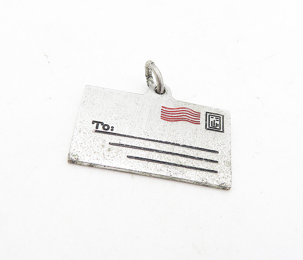 WELLS 925 Sterling Silver  Vintage Letter In Envelope Motif Pendant  PT6370