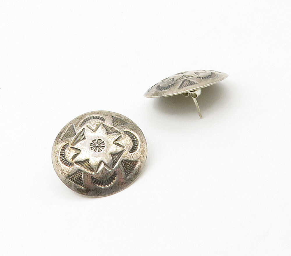925 Sterling Silver  Vintage Floral Pattern Round Drop Earrings  EG8582