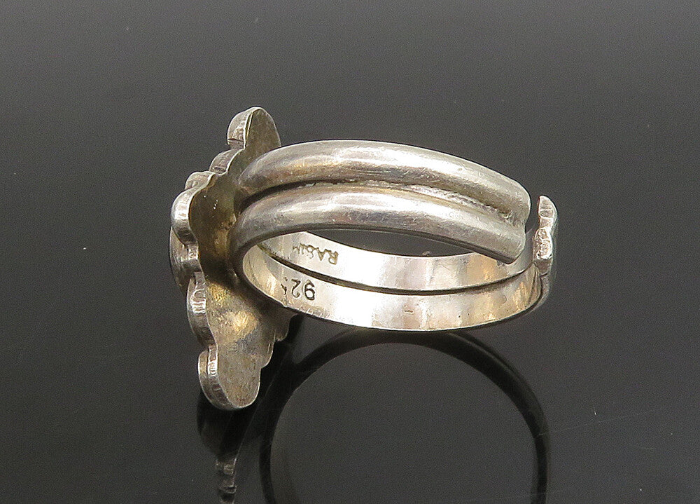 RASIM 925 Silver   Vintage Hematite Pretzel Swirl Band Ring Sz 8  RG23393