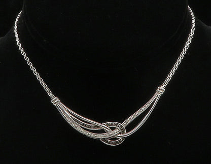 925 Sterling Silver  Genuine Black & White Diamonds Chain Necklace  NE2524