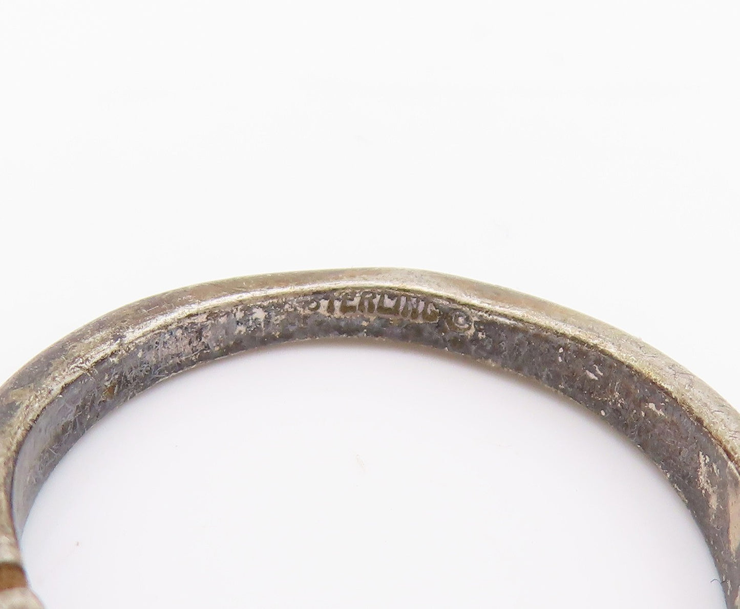 925 Sterling Silver Vintage Ring Antique Fence Design Grooved  Sz 8.5  RG33054