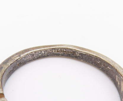 925 Sterling Silver Vintage Ring Antique Fence Design Grooved  Sz 8.5  RG33054