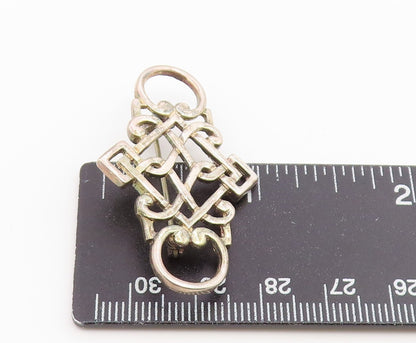 925 Sterling Silver Vintage Brooch Pin Classic Celtic Eternity Knotwork  BP12660