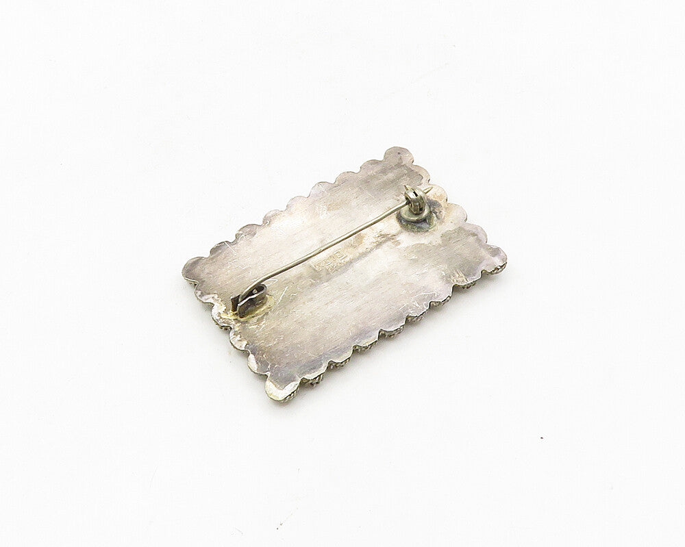 KETE 925 Sterling Silver  Vintage Petite Turquoise Floral Brooch Pin  BP7201