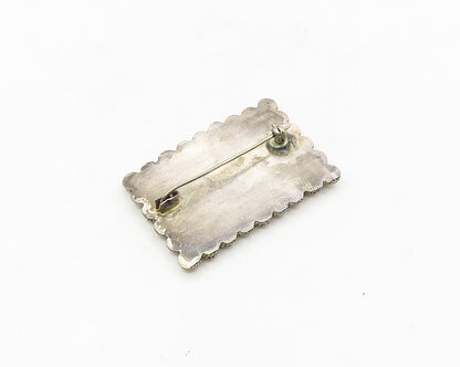 KETE 925 Sterling Silver  Vintage Petite Turquoise Floral Brooch Pin  BP7201
