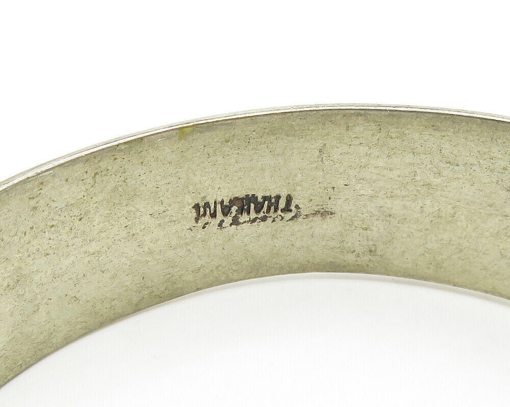 SIAM 925 Sterling Silver  Vintage Enamel Floral Detail Bangle Bracelet  BT6885