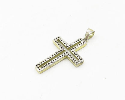 925 Sterling Silver  Vintage Topaz Religious Cross Petite Pendant  PT14889