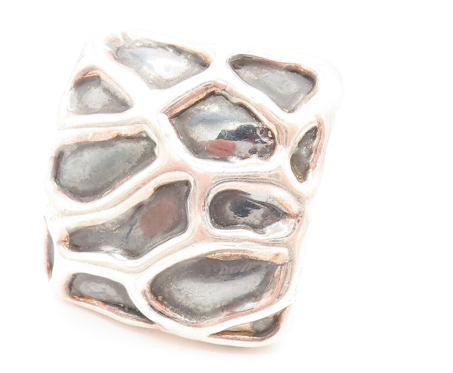 ISRAEL 925 Silver  Vintage Carved Square Frame Statement Ring Sz 9  RG26167