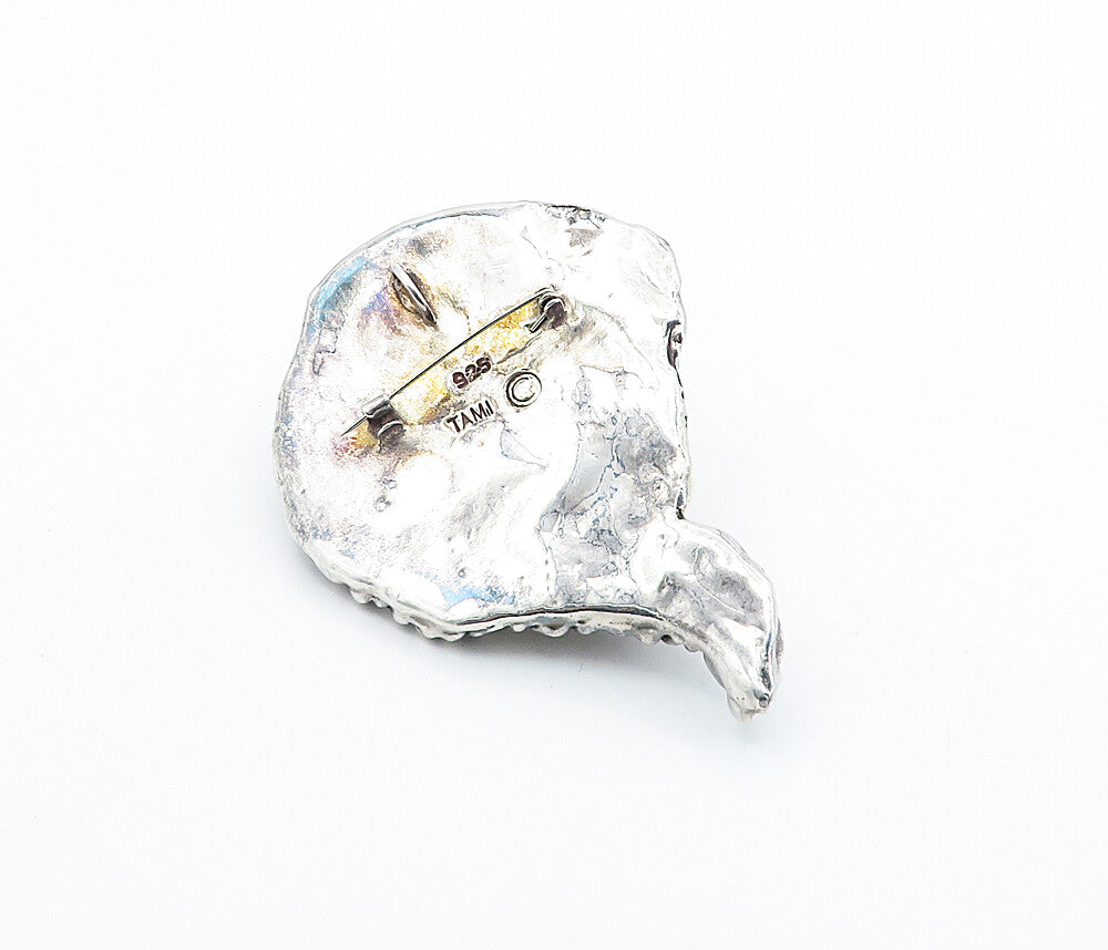 TAMI ISRAEL 925 Silver Vintage 2 Tone Sculpted Woman's Face Brooch Pin BP2650