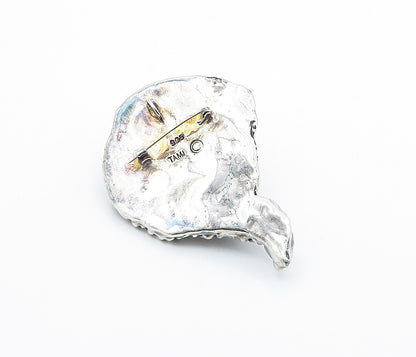 TAMI ISRAEL 925 Silver Vintage 2 Tone Sculpted Woman's Face Brooch Pin BP2650
