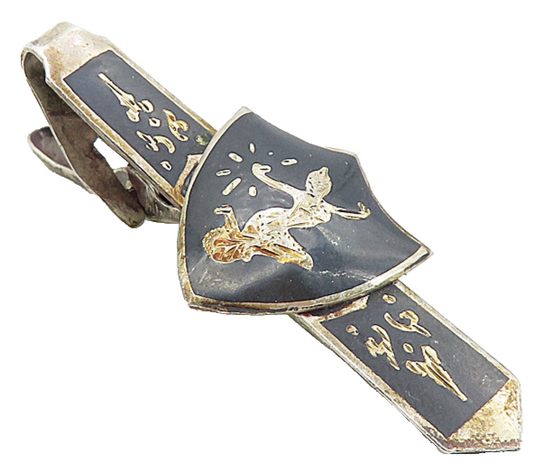 SIAM 925 Sterling Silver  Vintage Niello Enamel Coated Dancer Tie Clip  TR1344